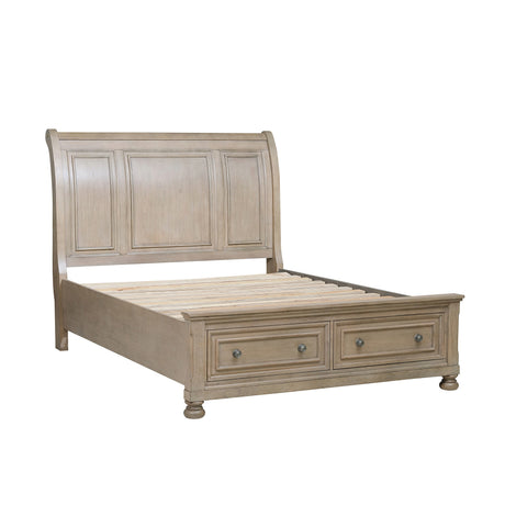 Bethel Wire Brushed Gray Queen Sleigh Storage Platform Bed from Homelegance - Luna Furniture