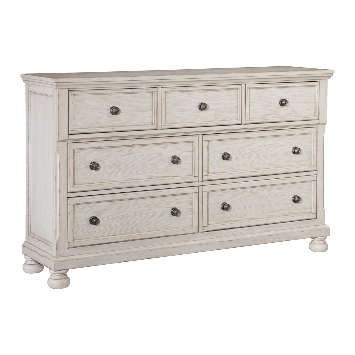 white grey distressed dresser Highland Park Cathedral White Dresser