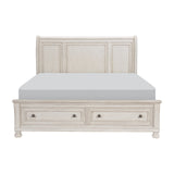 Bethel Wire Brushed White Sleigh Storage Platform Bedroom Set from Homelegance - Luna Furniture