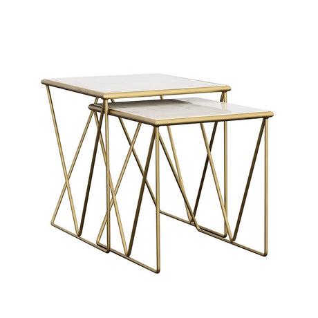 Bette White and Gold 2-Piece Nesting Table Set from Coaster - Luna Furniture