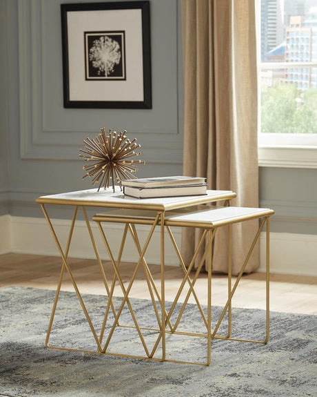 Bette White and Gold 2-Piece Nesting Table Set from Coaster - Luna Furniture