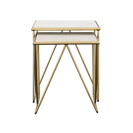 Bette White and Gold 2-Piece Nesting Table Set from Coaster - Luna Furniture