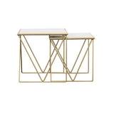 Bette White and Gold 2-Piece Nesting Table Set from Coaster - Luna Furniture