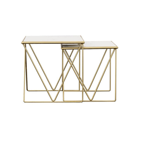 Bette White and Gold 2-Piece Nesting Table Set from Coaster - Luna Furniture