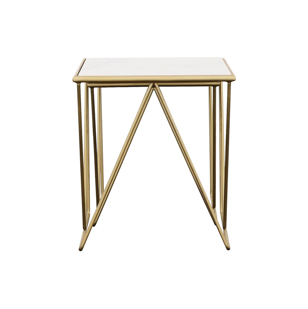 Bette White and Gold 2-Piece Nesting Table Set from Coaster - Luna Furniture