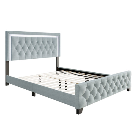Betty Ice Blue LED King Upholstered Platform Bed from Happy Homes - Luna Furniture