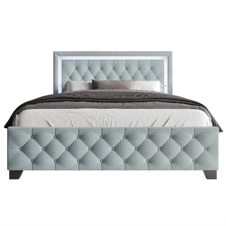 Betty Ice Blue LED King Upholstered Platform Bed from Happy Homes - Luna Furniture