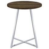 Bexter White and Chrome Faux Marble Round Top Bar Table from Coaster - Luna Furniture