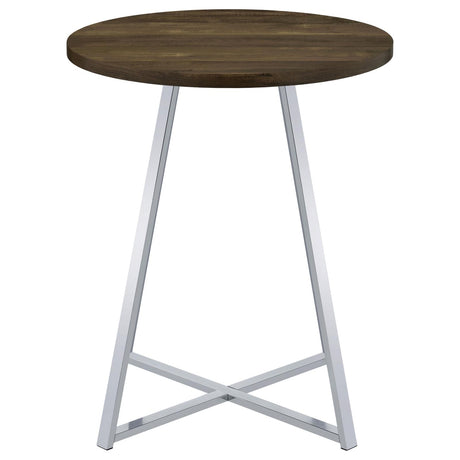 Bexter White and Chrome Faux Marble Round Top Bar Table from Coaster - Luna Furniture