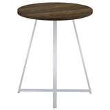 Bexter White and Chrome Faux Marble Round Top Bar Table from Coaster - Luna Furniture