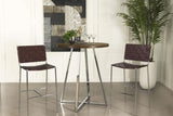 Bexter White and Chrome Faux Marble Round Top Bar Table from Coaster - Luna Furniture