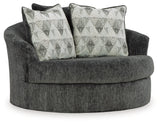 Biddeford Ebony Oversized Swivel Accent Chair from Ashley - Luna Furniture