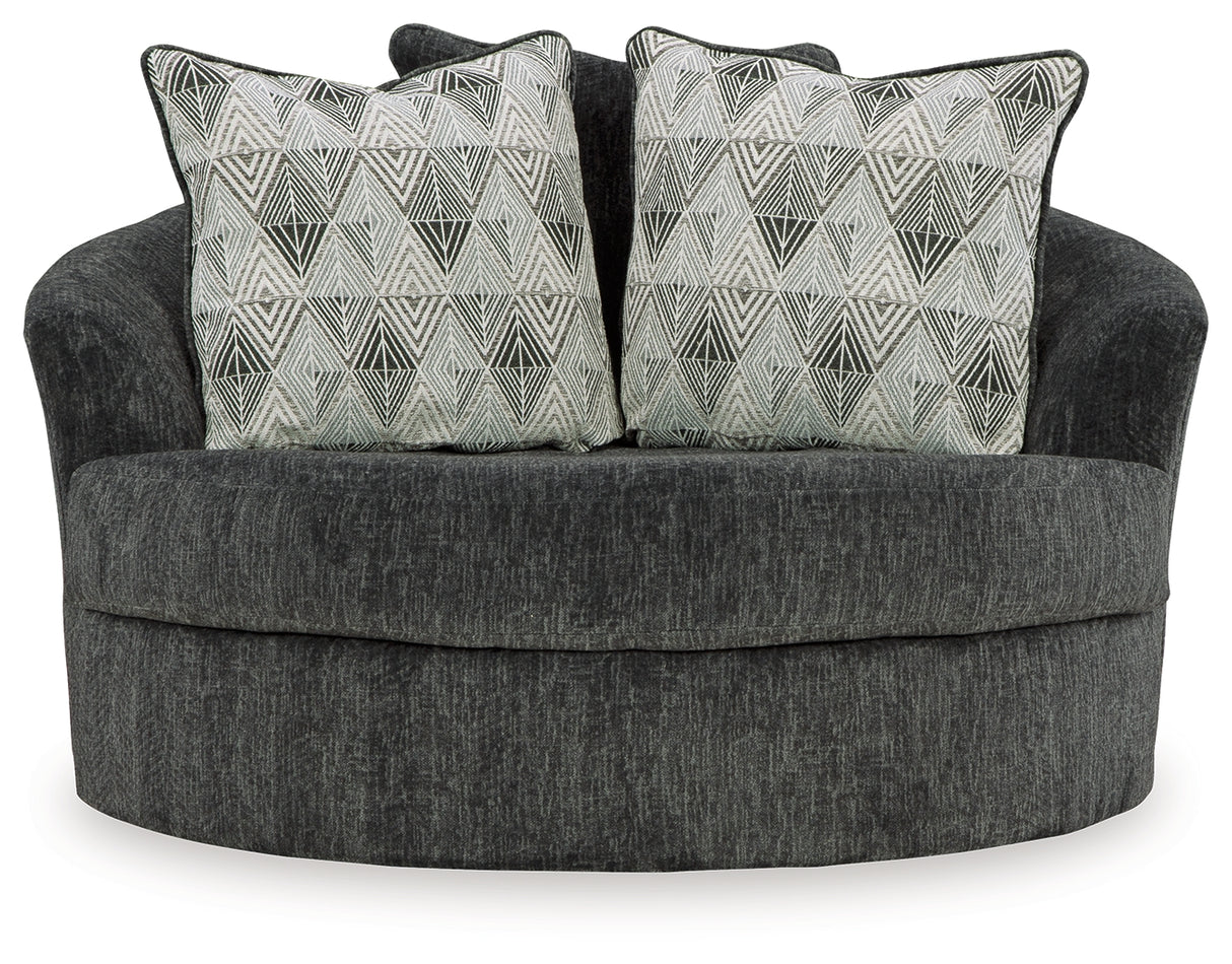 Biddeford Ebony Oversized Swivel Accent Chair from Ashley - Luna Furniture