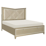 Bijou Champagne King LED Upholstered Storage Platform Bed from Homelegance - Luna Furniture