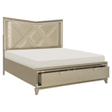 Bijou Champagne King LED Upholstered Storage Platform Bed from Homelegance - Luna Furniture