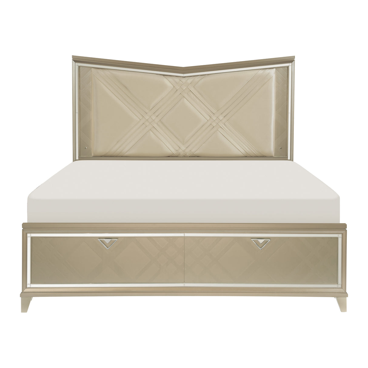 Bijou Champagne King LED Upholstered Storage Platform Bed from Homelegance - Luna Furniture