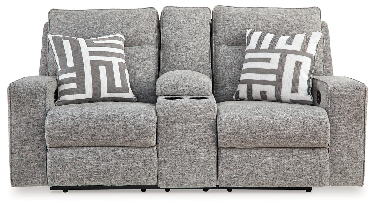 Biscoe Pewter Power Reclining Loveseat from Ashley - Luna Furniture