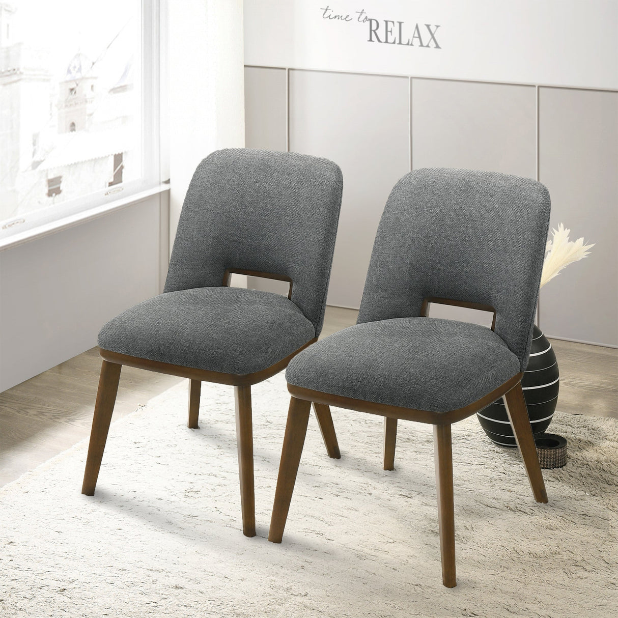 Blake Dark Grey Fabric Dining Chair (Set of 2) from Ashcroft Furniture - Luna Furniture