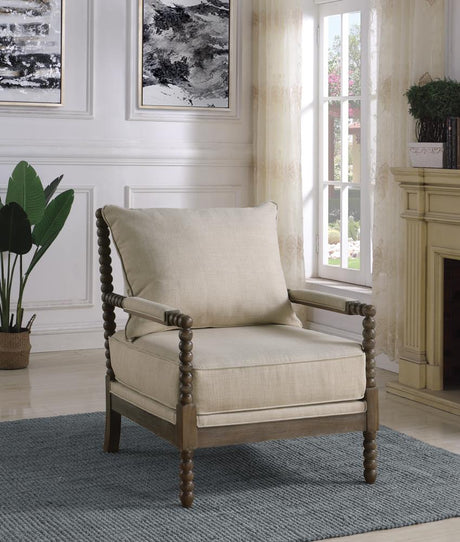 Blanchett Oatmeal and Natural Cushion Back Accent Chair from Coaster - Luna Furniture