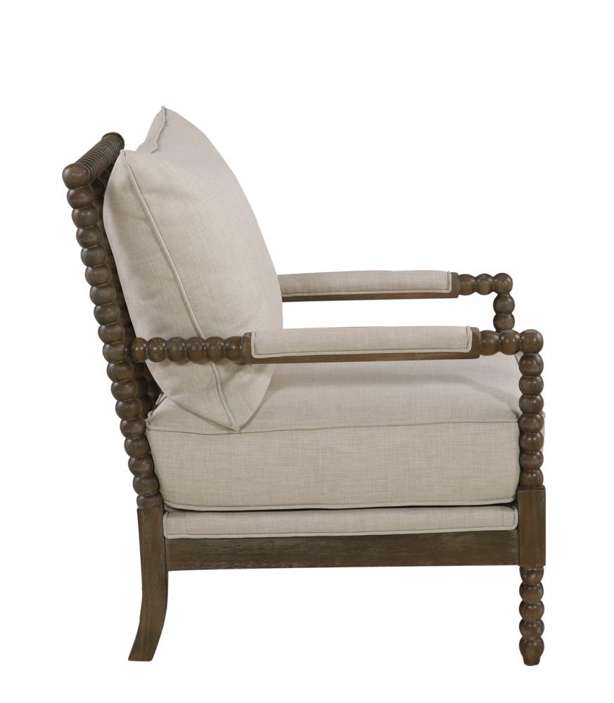 Blanchett Oatmeal and Natural Cushion Back Accent Chair from Coaster - Luna Furniture