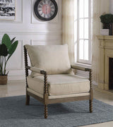 Blanchett Oatmeal and Natural Cushion Back Accent Chair from Coaster - Luna Furniture