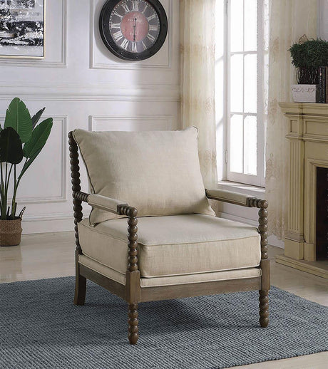 Blanchett Oatmeal and Natural Cushion Back Accent Chair from Coaster - Luna Furniture