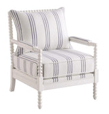 Blanchett White and Navy Upholstered Accent Chair with Spindle Accent from Coaster - Luna Furniture