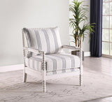 Blanchett White and Navy Upholstered Accent Chair with Spindle Accent from Coaster - Luna Furniture