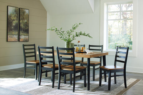 Blondon Brown/Black Dining Table and 6 Chairs (Set of 7) from Ashley - Luna Furniture