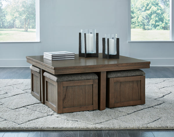 Boardernest Brown Coffee Table with 4 Stools