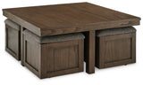 Boardernest Brown Coffee Table with 4 Stools from Ashley - Luna Furniture