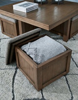 Boardernest Brown Coffee Table with 4 Stools from Ashley - Luna Furniture