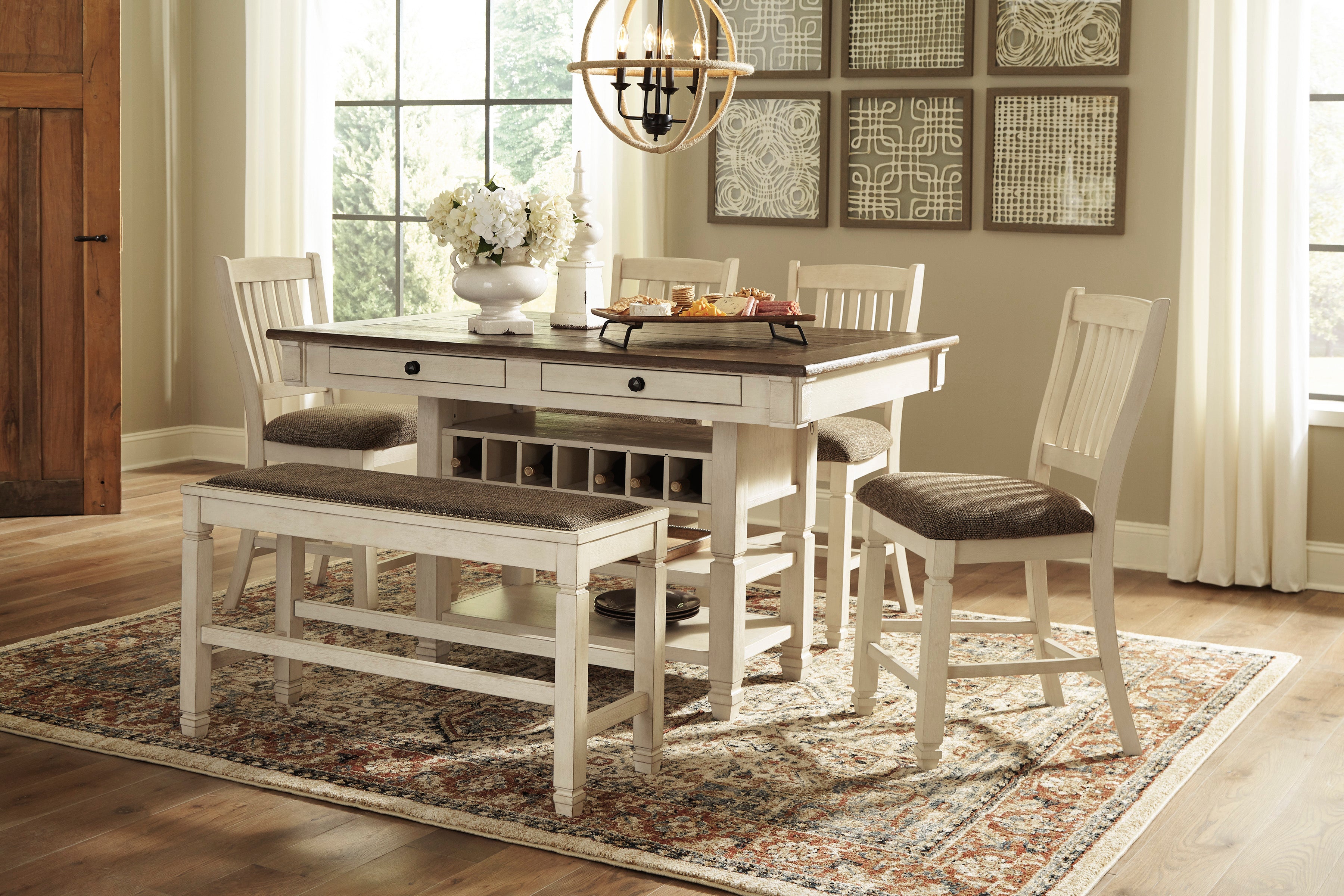 Ashley Bolanburg Antique White-Oak Counter Height Set - Luna Furniture