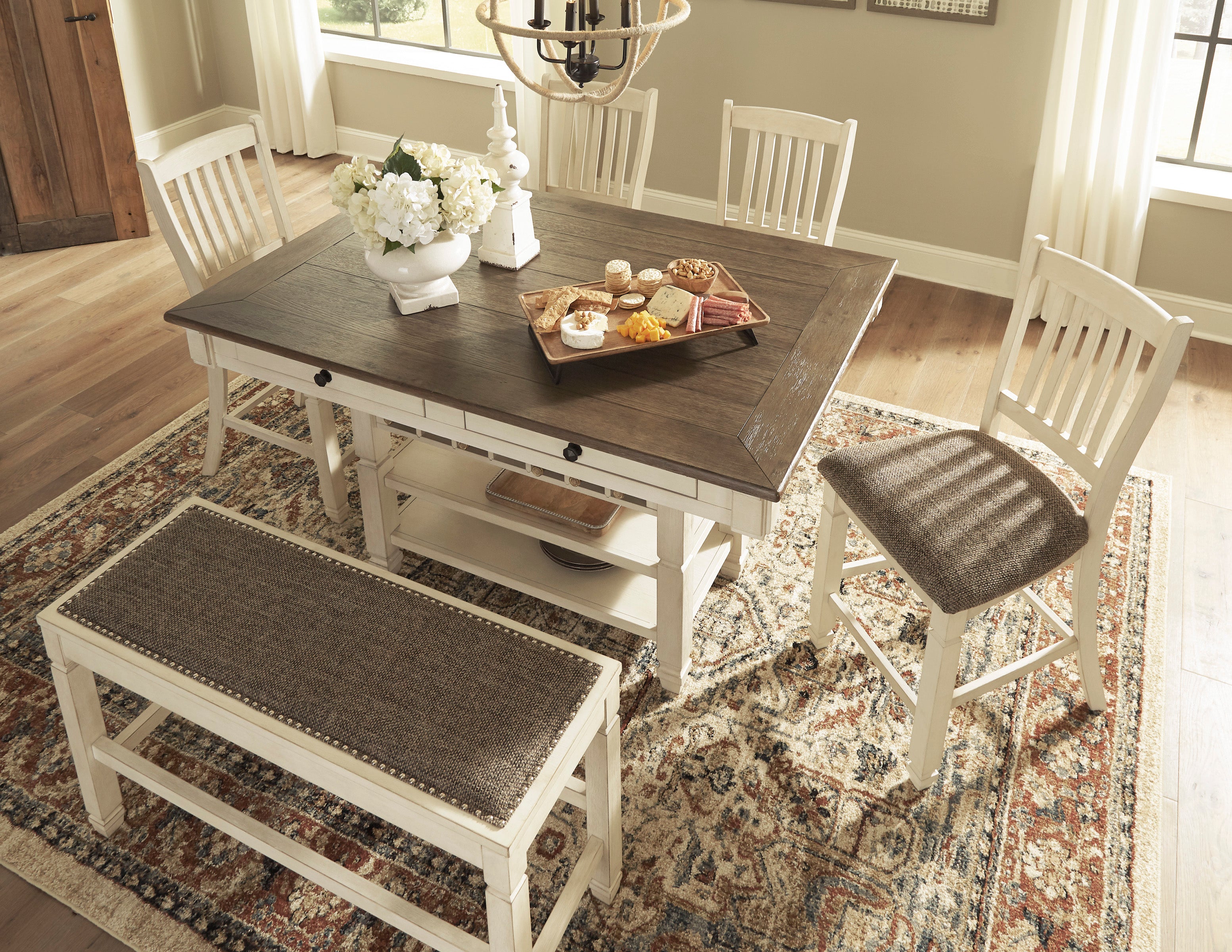 Ashley Bolanburg Antique White-Oak Counter Height Set - Luna Furniture