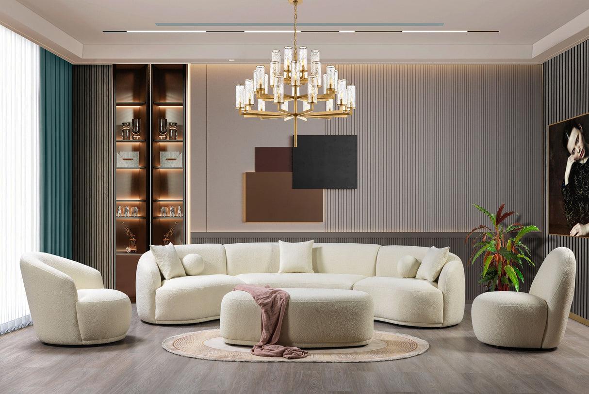 Bonita Ivory Boucle 3-Piece Curved Sectional from Nova Furniture - Luna Furniture