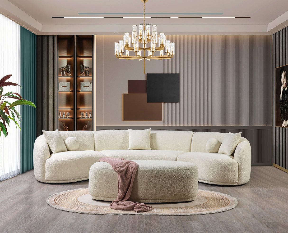 Bonita Ivory Boucle 3-Piece Curved Sectional from Nova Furniture - Luna Furniture