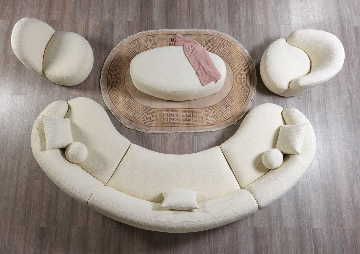 Bonita Ivory Boucle 3-Piece Curved Sectional from Nova Furniture - Luna Furniture