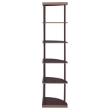 Bonwick Cappuccino 5-Shelf Corner Bookshelf from Coaster - Luna Furniture