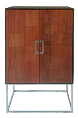 Borman Walnut and Black 2-Door Bar Cabinet Wine Storage from Coaster - Luna Furniture