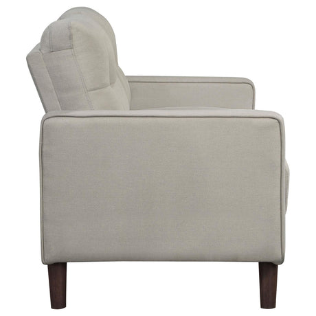 Bowen Beige Upholstered Track Arms Tufted Loveseat from Coaster - Luna Furniture