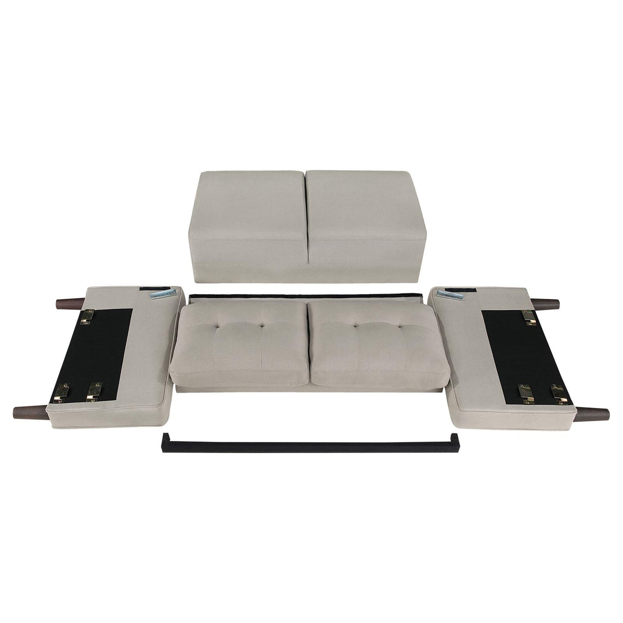 Bowen Beige Upholstered Track Arms Tufted Loveseat from Coaster - Luna Furniture