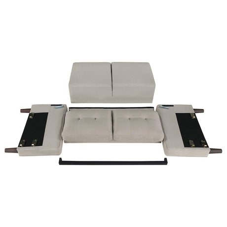 Bowen Beige Upholstered Track Arms Tufted Loveseat from Coaster - Luna Furniture