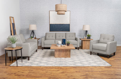 Bowen Beige Upholstered Track Arms Tufted Loveseat from Coaster - Luna Furniture
