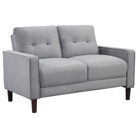 Bowen Gray Upholstered Track Arms Tufted Loveseat from Coaster - Luna Furniture