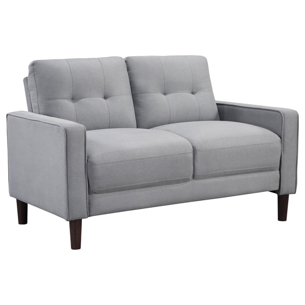 Bowen Gray Upholstered Track Arms Tufted Loveseat