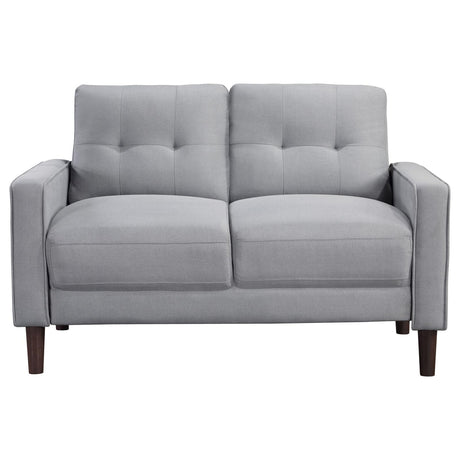 Bowen Gray Upholstered Track Arms Tufted Loveseat from Coaster - Luna Furniture