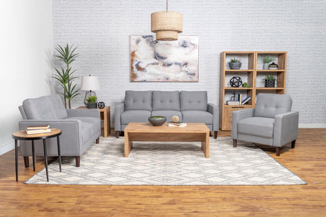 Bowen Gray Upholstered Track Arms Tufted Loveseat from Coaster - Luna Furniture