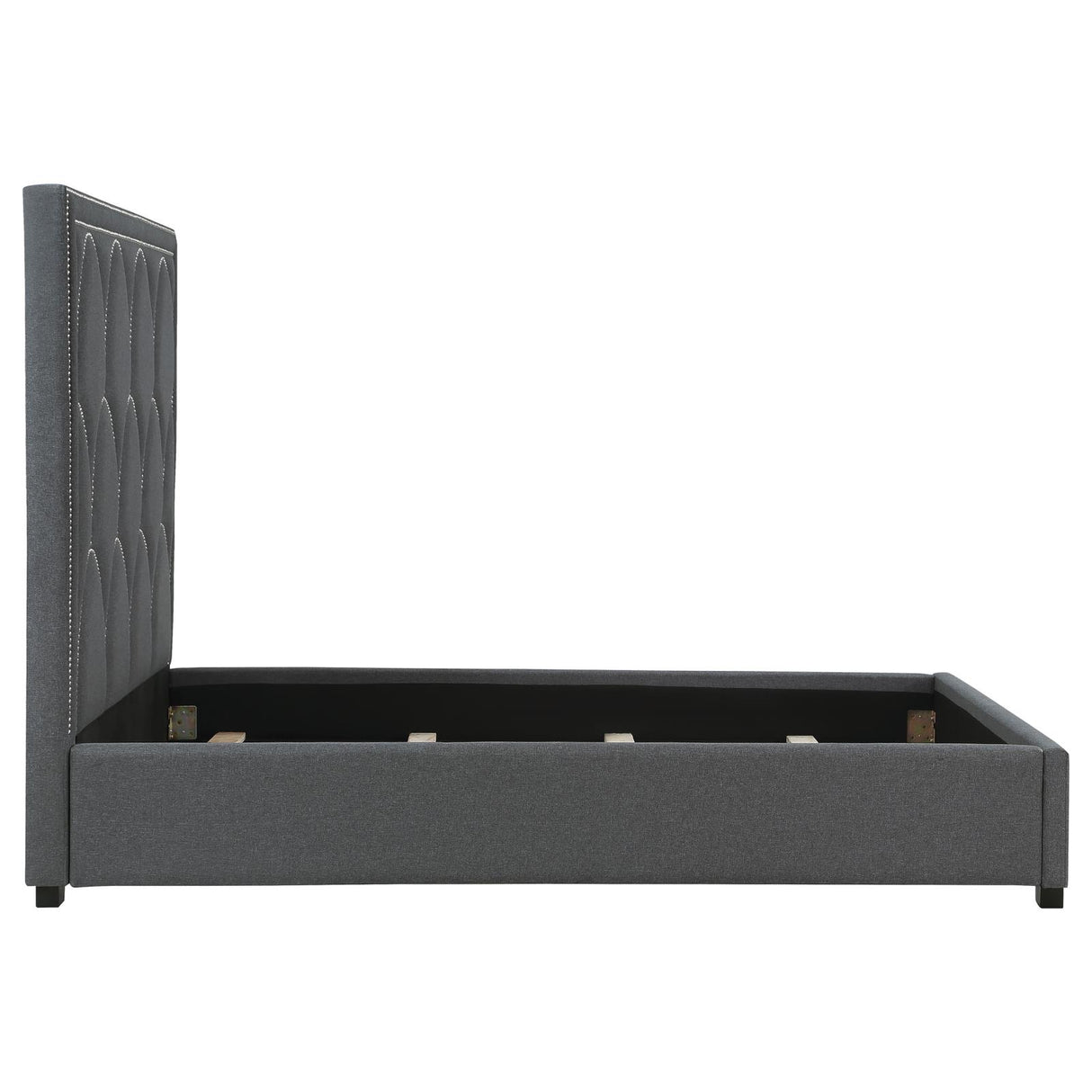 Bowfield Charcoal Upholstered Bed with Nailhead Trim from Coaster - Luna Furniture
