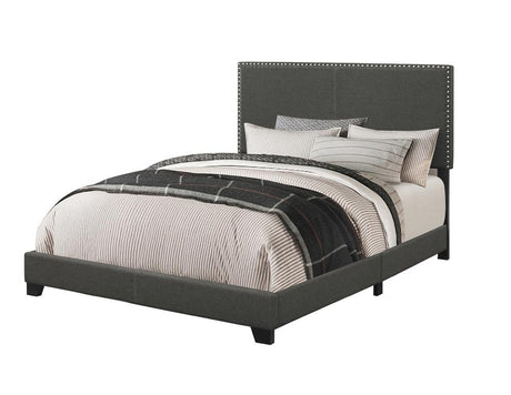 Boyd Charcoal Upholstered California King Bed with Nailhead Trim from Coaster - Luna Furniture