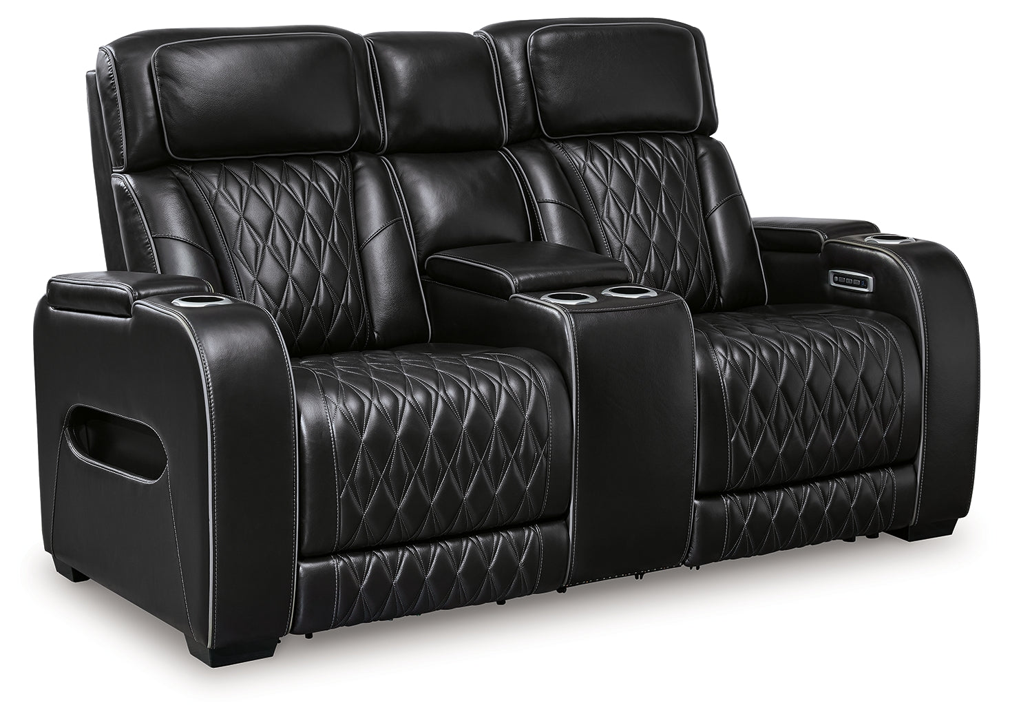 Ashley Boyington Black Power Reclining Loveseat with Console